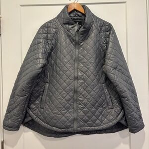 Kyodan Outdoor Quilted Puffer Gray Jacket Coat Full Zip Women's Size XXL